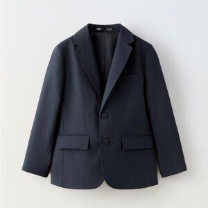 Zara Navy Blue Boy's Textured Blazer, Size 8